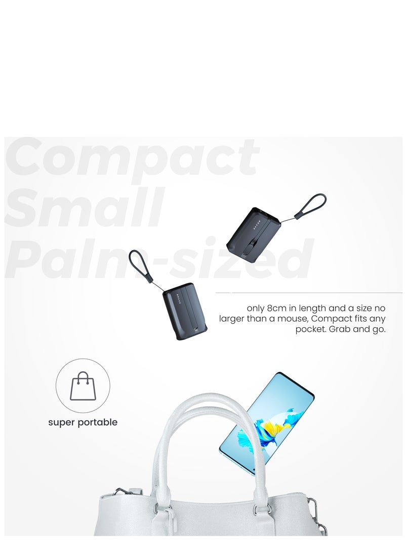Brave - 10,000mAh Power Bank, 22.5W Fast Charging, Built-in Type-C Cable, Built-in Lightning Cable, PD Charger, QC 3.0, Portable Charger, Slim Power Bank, iPhone Power Bank, Android Power Bank, Portable Charger, Fast Charger, External Battery, USB-C Charger, Travel Charger - Image 1