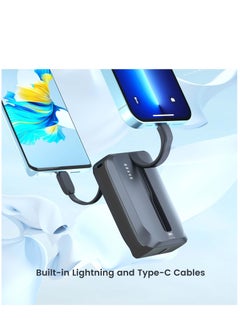 Brave 10000mAh 10000 mAh Power Bank with Built-in USB-C & Lightning Cables, PD 22.5W Portable Charger, Small & Lightweight, 2-Port Fast Charging Battery Pack for iPad Pro/Air, iPhone 16 Pro Max, iPhone 16 Pro, iPhone 15, 14, 13, 12 Series, Samsung S24, S23, S22 Ultra, and More Devices  - Image 2