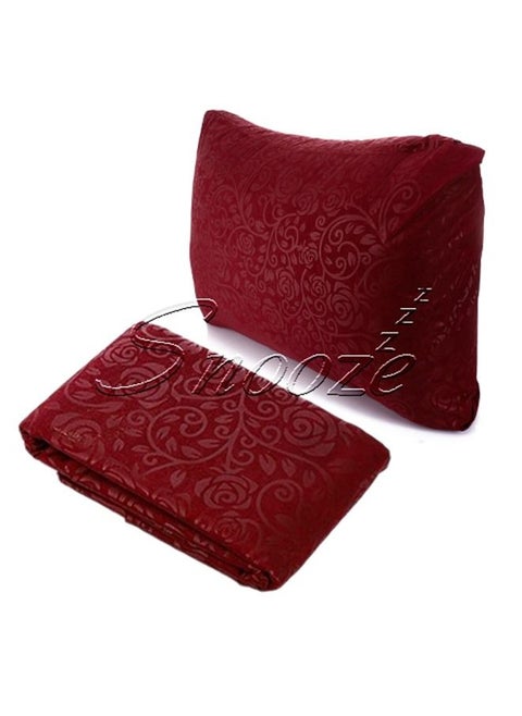 Snooze Flat Jakared microfiber Bed Sheet - Dark red (flowery design) 180*240 Cm + Free Pillowcase