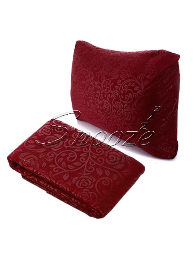 snooze Snooze Flat Jakared microfiber Bed Sheet - Dark red (flowery design) 180*240 Cm + Free Pillowcase  - Image 1