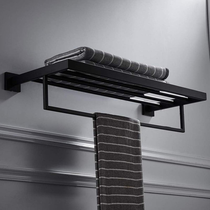 LUXIUR Bathroom Hangers for Clothes, Stainless Steel Bathroom Rack, Towel Holder in Bathroom, Shelf Stand with Sleek Matte Black Finish - Image 4