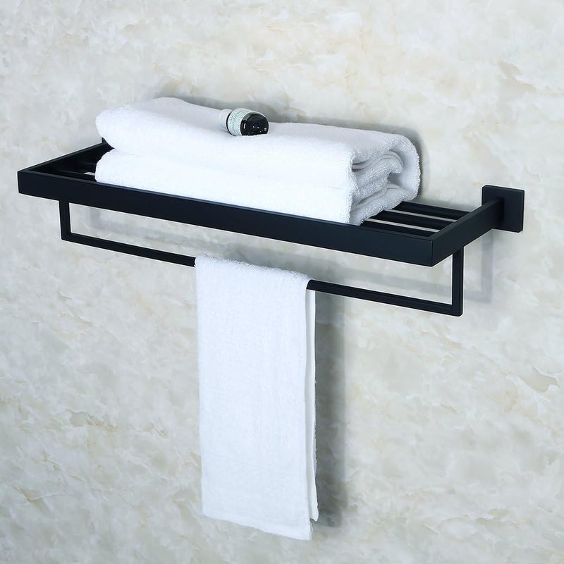 LUXIUR Bathroom Hangers for Clothes, Stainless Steel Bathroom Rack, Towel Holder in Bathroom, Shelf Stand with Sleek Matte Black Finish - Image 2
