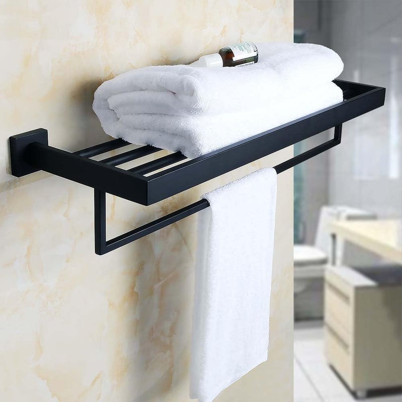 LUXIUR Bathroom Hangers for Clothes, Stainless Steel Bathroom Rack, Towel Holder in Bathroom, Shelf Stand with Sleek Matte Black Finish - Image 3