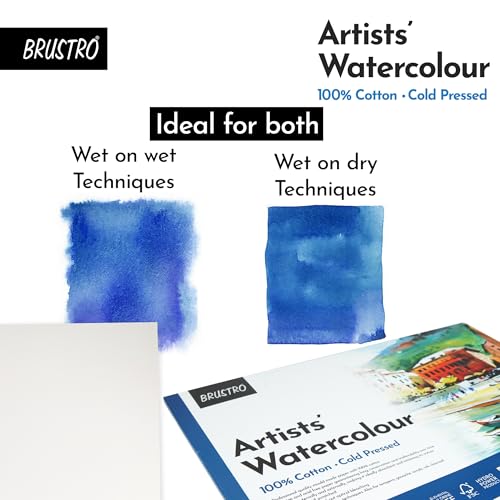 BRUSTRO Artist 100% Cotton Watercolour Paper Pad Cold Pressed 300 GSM A4-12 Sheets | Ideal for Professional Drawing, Painting, Dry & Wet, Fine Art Students - Image 5