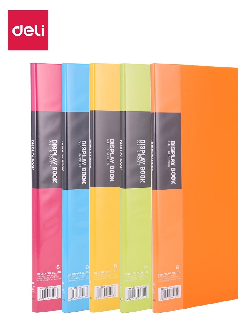 RIO Deli Rio E5031 Display Book A4 1 piece- 10 Pages, Random Colors, Durable PP Material, Anti-Static Pockets - Image 1