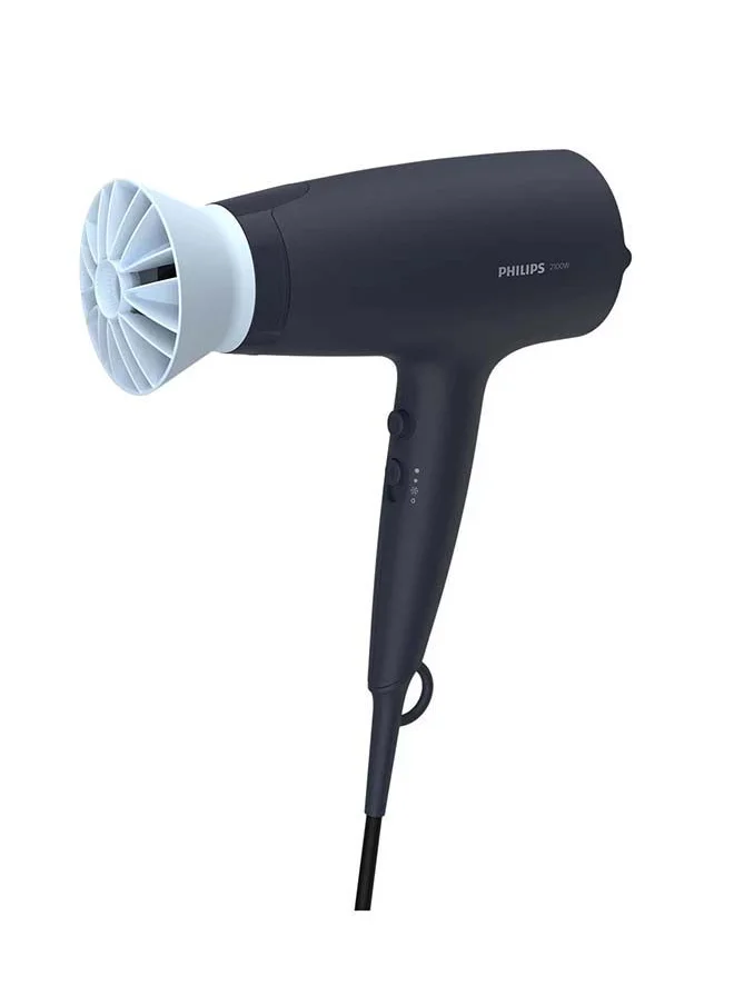 Philips Hair Dryer 3000, 1600W, DC motor, 3 heat/speed settings with cool setting, ThermoProtect Attachment, Styling nozzle, no ions, easy storage hook, 1.8m cord