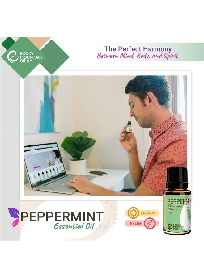 Rocky Mountain Oils Peppermint Essential Oil - 100% Pure and Natural Aromatherapy Essential Oils for Diffusers, Topical, and Home - 15ml - Image 2
