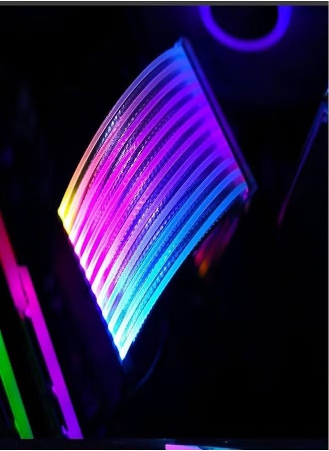 شو وو مجموعة من 2 كابلات تمديد طاقة ARGB Neon ATX 24 Pin كابل تمديد PSU للوحة الأم وكابل تمديد وحدة معالجة الرسومات 8 Pin المزدوج  - Image 3