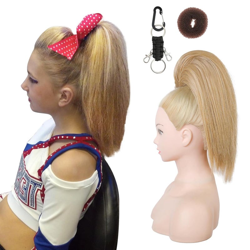 قطعة شعر ذيل حصان تشجيعية SEIKEA 10 مستقيمة مقاومة للتشابك ناعمة بلون أشقر طبيعي لتمديد ذيل حصان تشجيعي لمنافسة الرقص