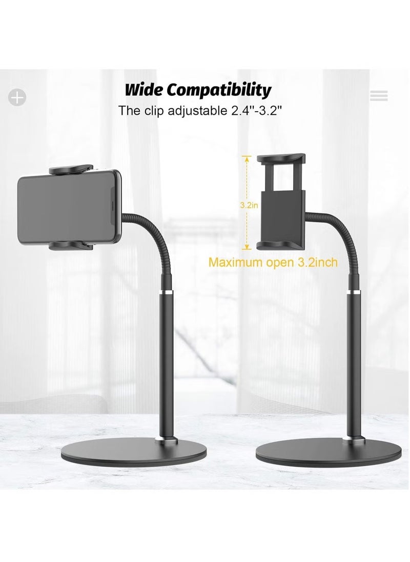 ELTRAZONE Cell Phone Stand for Desk – Adjustable Height & Angle Aluminum Alloy Phone Holder with Flexible Arm – Universal Desktop Mount Compatible with 3.5" to 6.5" Devices – Sturdy & Foldable Design for Office, Home, Kitchen, and Video Calls  - Image 2