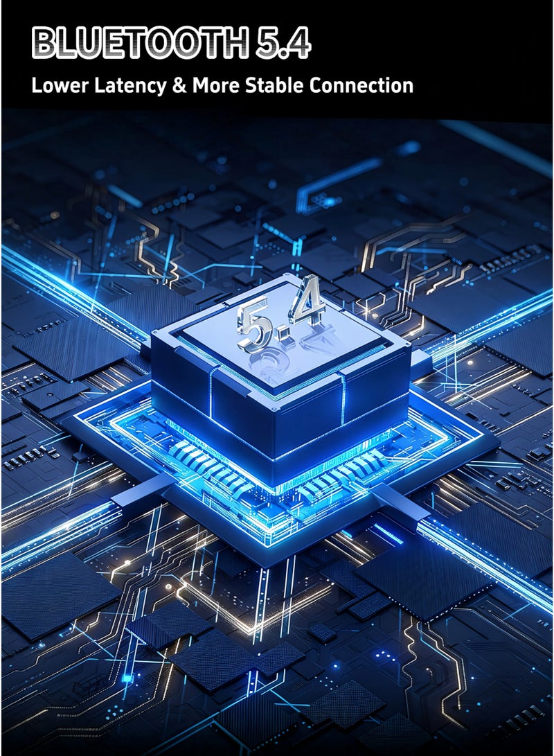 سماعات بلوتوث لارتداء خلف الأذن أحدثة، سماعات لاسلكية، مقاومة للماء بمعيار IPX4، تقنية OWS صوت هاي فاي ستيريو TWS، بلوتوث إصدار 5.4، مناسبة للرياضة واللياقة البدنية، تحكم باللمس، بطارية تدوم طويلاً مع ميكروفون، لون أسود وذهبي - Image 4