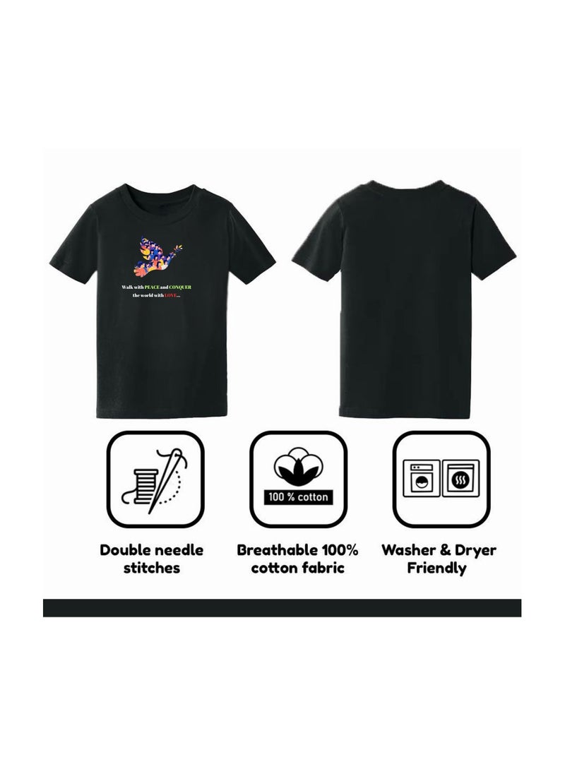 PRINTSHOP4ME - Peace Love Men's T-Shirt–Cotton Half Sleeve Round Neck Soft&Breathable Fabric Casual Wear For Everyday Comfort|Gift For Special Events - Image 1