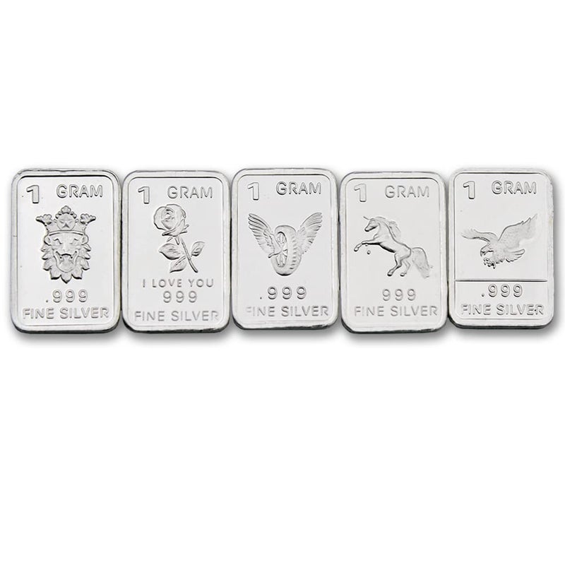 MINT STATE GOLD Three (3) One Gram .999 pure Silver Bars with random designs in a jewelry pouch - Image 3