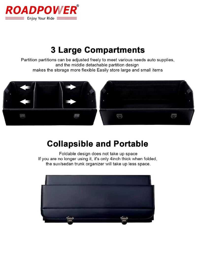 RoadPower - Car Trunk Storage Organizer And Suv  Collapsible Cargo Multi Compartment Adjustable Auto Grocery Large Box 70x30x30Cm - Image 1