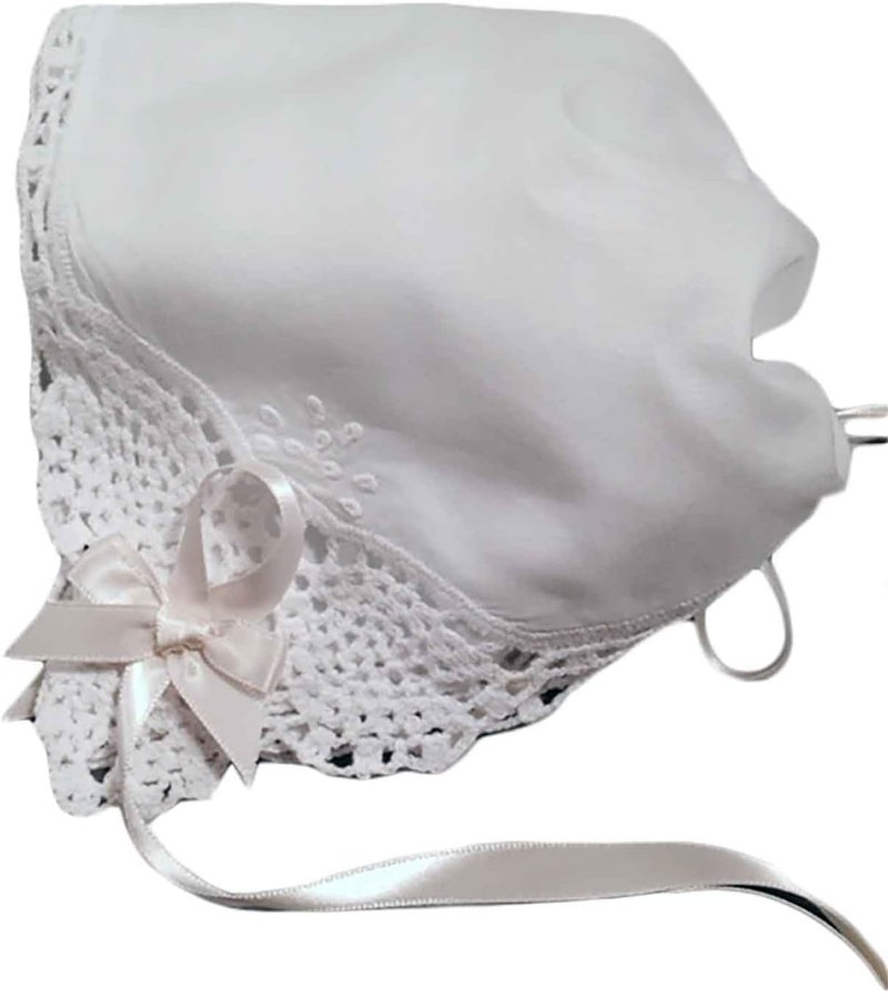 Angel Lace Christening Handkerchief Bonnet - Image 1