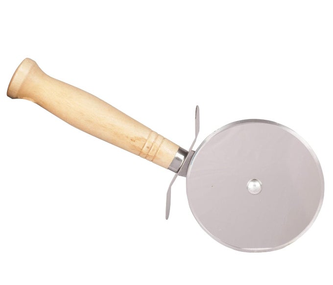 PIZZA CUTTER WITH WOODEN HANDLE STAINLESS STEEL BIG SIZE WHEEL PIZZA CUTTER 8 CM