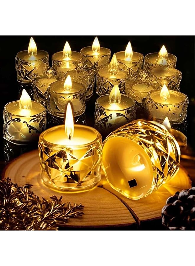 Green Tiger Led Tea Light 12 Pack, Battery Flameless Tealights, Crystal Night Light, Fake Candles for Seasonal & Festival Celebration, Wedding Decor, Votive Electric Candle for Ramadan/Eid - Image 1