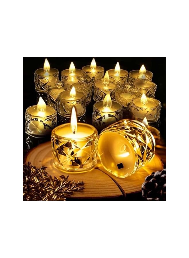 Green Tiger Led Tea Light 12 Pack, Battery Flameless Tealights, Crystal Night Light, Fake Candles for Seasonal & Festival Celebration, Wedding Decor, Votive Electric Candle for Ramadan/Eid - Image 2