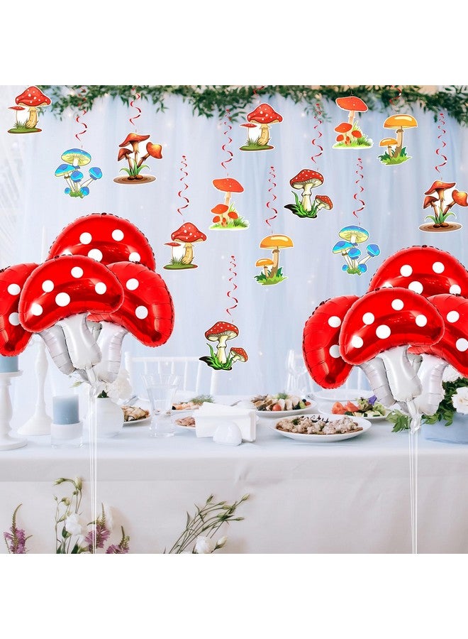 Lewtemi 28 Pcs Mushroom Decorations Hanging Swirls Foil Balloons Forest Plant Theme Balloon Wonderland Party Supplies Wall Decor for Wedding Birthday  - Image 5