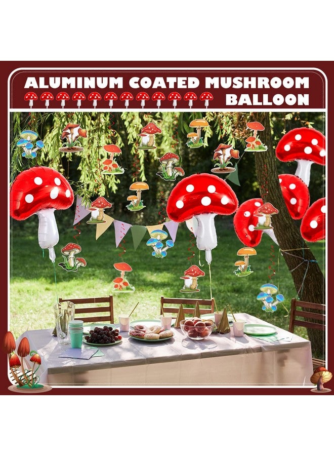 Lewtemi 28 Pcs Mushroom Decorations Hanging Swirls Foil Balloons Forest Plant Theme Balloon Wonderland Party Supplies Wall Decor for Wedding Birthday  - Image 4