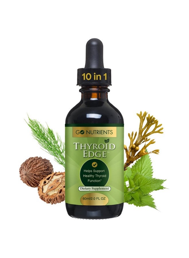 Go Nutrients Thyroid Edge - Thyroid Support for Women & Men - Natural Herbal Blend Supplement Rich in Iodine for Energy & Enhanced Wellness - High Absorbing Liquid Drops, 2oz Bottle - Image 1