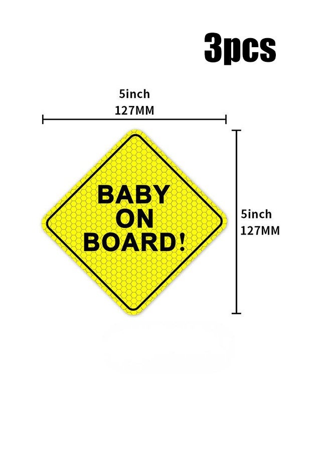 3-Pack Magnetic Car Logo Stickers (Baby in Car), Reflective, Removable, Reusable, for Cars SUVs Truckers (Size 127mm x 127mm) - Image 1