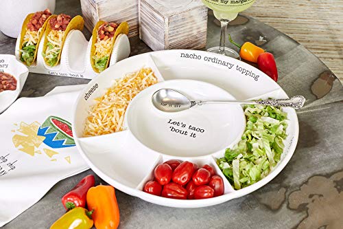 Mud Pie Taco bar Condiment Serving Platter, White - Image 4