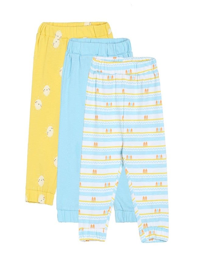 miniklub Baby Knitted Cotton Multi Color Bottom, Pack Of 3 (3-6M) - Image 1