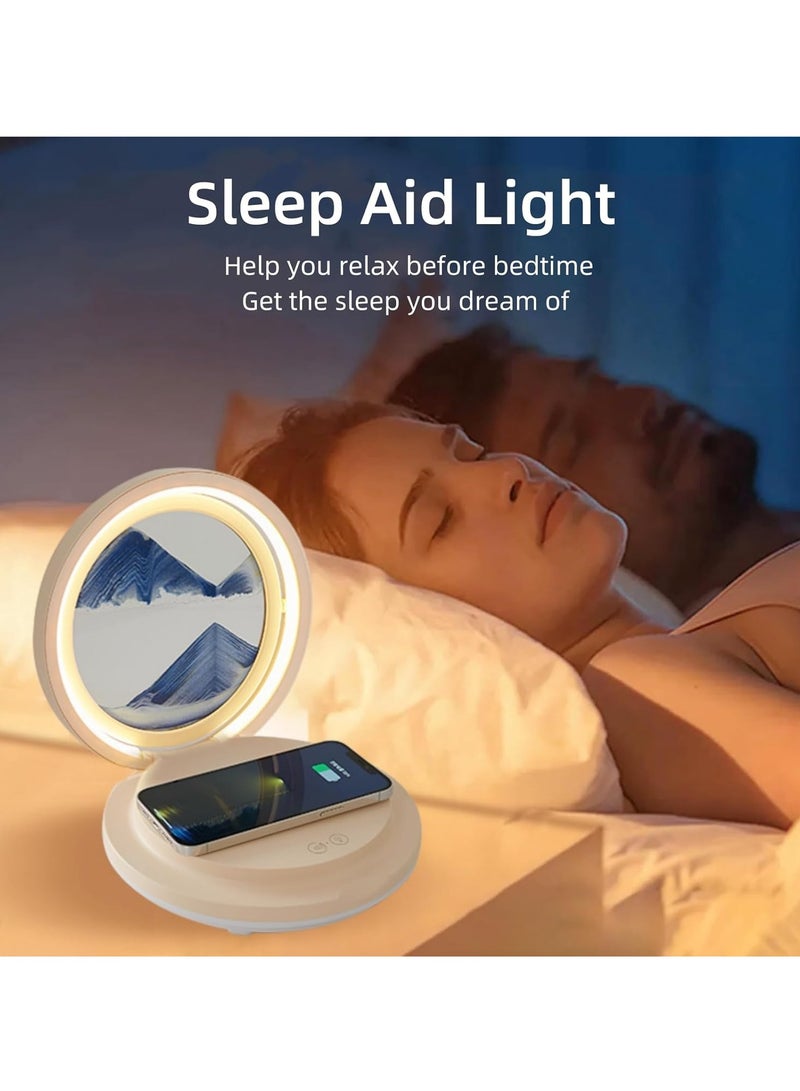 KASTWAVE Moving Sand Art Picture Lamp, Sand Painting Table Lamp with Wireless Charger & Bluetooth Speaker, Dynamic Sand Art Sandscapes, Touching Control Hourglass Ambient Light, Sensory Relaxing Table Decor - Image 4