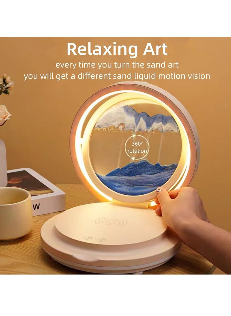 KASTWAVE Moving Sand Art Picture Lamp, Sand Painting Table Lamp with Wireless Charger & Bluetooth Speaker, Dynamic Sand Art Sandscapes, Touching Control Hourglass Ambient Light, Sensory Relaxing Table Decor - Image 5