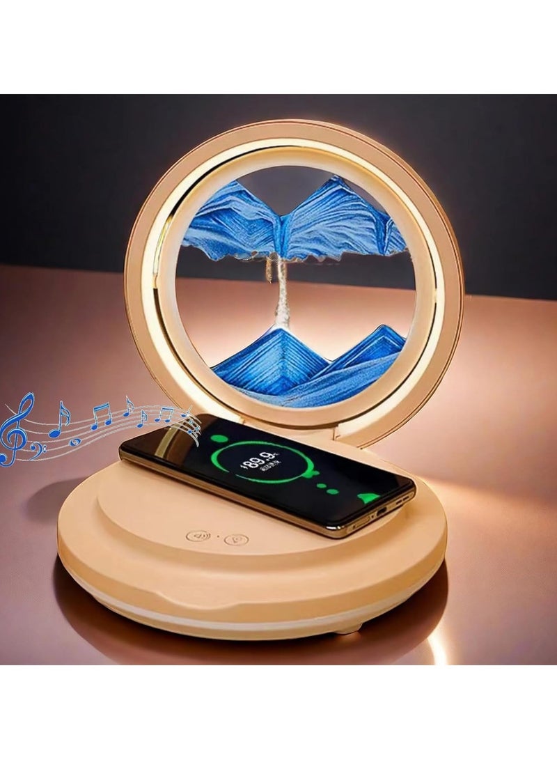 KASTWAVE Moving Sand Art Picture Lamp, Sand Painting Table Lamp with Wireless Charger & Bluetooth Speaker, Dynamic Sand Art Sandscapes, Touching Control Hourglass Ambient Light, Sensory Relaxing Table Decor - Image 1