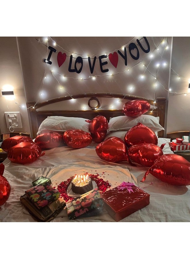 HK Balloons Pack Of 14 I Love You Banner With Led Light And Heart Balloons - Perfect Valentine'S Day Decorations Anniversary Decorations For Husband Wife Couples - Image 5