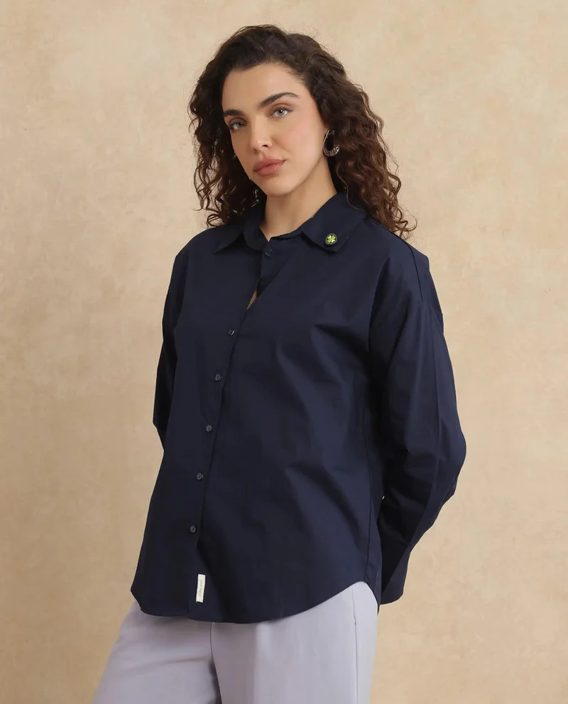 Rareism Women's Boxy Fit Plain Shirt