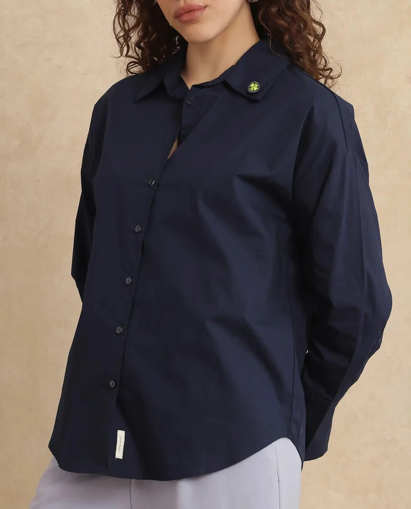 Rareism Women's Boxy Fit Plain Shirt