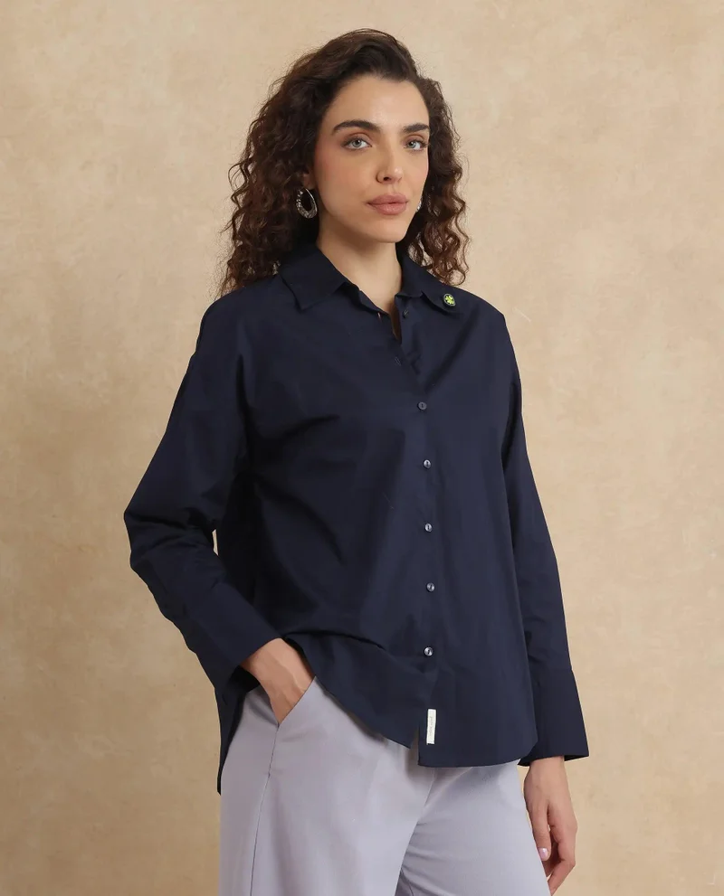 Rareism Women's Boxy Fit Plain Shirt