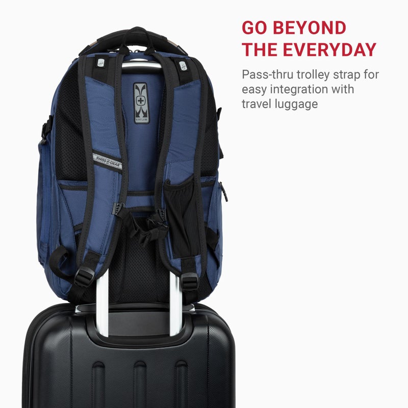SwissGear Travel Tech Elite Laptop Backpack â€“ Fits Laptops up to 16â€ â€“ ScanSmart TSA-Friendly Backpack with USB Port, Shoe Compartment & Organizer Pockets â€“ Navy Ballistic - Image 4