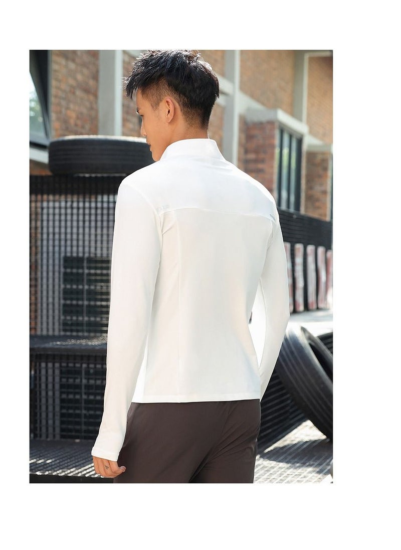 UTDOORWEAR - تي شيرت رجالي بأكمام طويلة وياقة واقفة وسحّاب نصف رفيع للجري واللياقة البدنية سريع الجفاف - Image 1