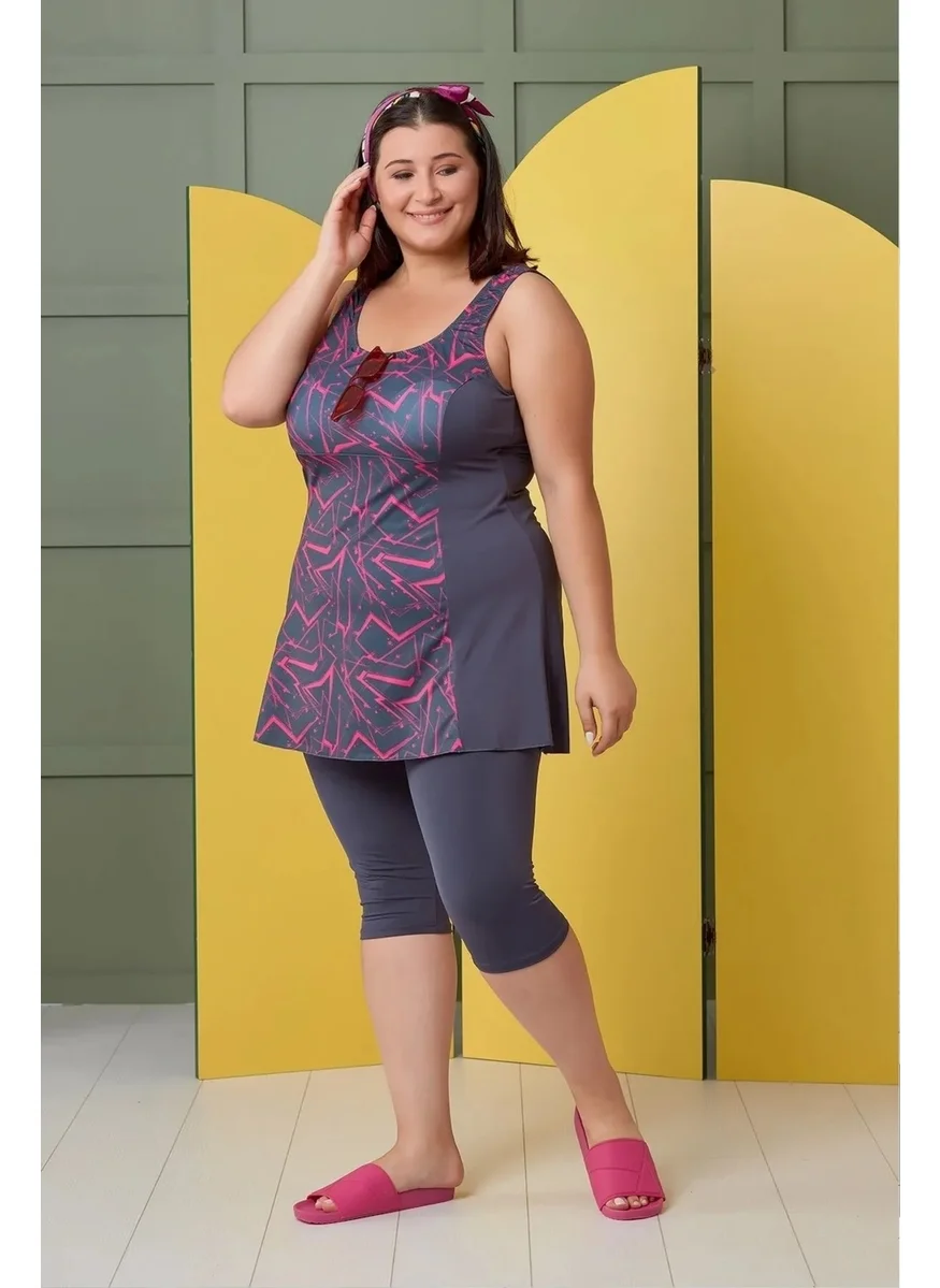 Swana Plus Size Patterned Shorts and Leggings
