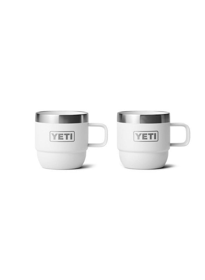 YETI كوب ييتي رامبلر سعة 6 أونصات قابل للتكديس، من الفولاذ المقاوم للصدأ، معزول بالفراغ لكوب الإسبريسو/القهوة، عبوة 2، أبيض - Image 1