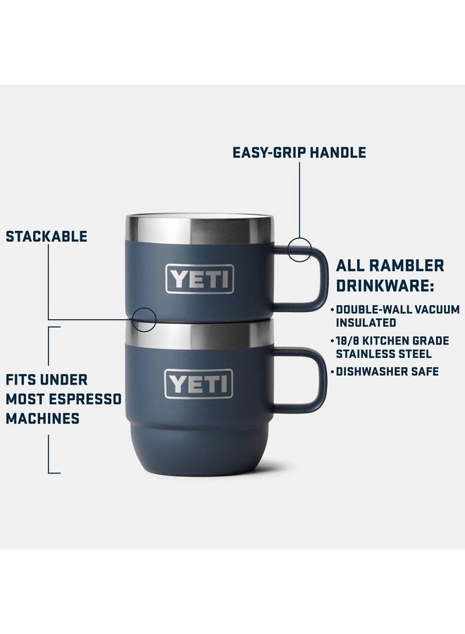 YETI كوب ييتي رامبلر سعة 6 أونصات قابل للتكديس، من الفولاذ المقاوم للصدأ، معزول بالفراغ لكوب الإسبريسو/القهوة، عبوة 2، أبيض - Image 2