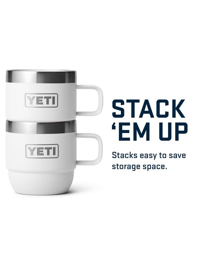 YETI كوب ييتي رامبلر سعة 6 أونصات قابل للتكديس، من الفولاذ المقاوم للصدأ، معزول بالفراغ لكوب الإسبريسو/القهوة، عبوة 2، أبيض - Image 5