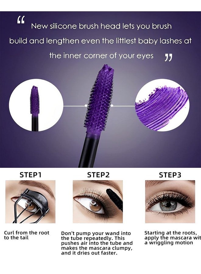 LYSdefeu 5D Purple Mascara Volume and Length -1Pcs Waterproof Smudge-Proof Color Mascara for Eyelashes, Volumizing Curling Defining Eye Lashes, Longwear Fiber Colored Mascara for Women Girl Eye Makeup - Image 4