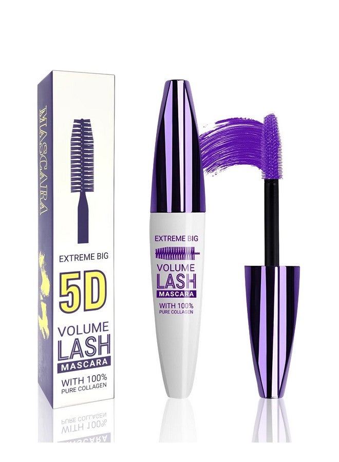 LYSdefeu 5D Purple Mascara Volume and Length -1Pcs Waterproof Smudge-Proof Color Mascara for Eyelashes, Volumizing Curling Defining Eye Lashes, Longwear Fiber Colored Mascara for Women Girl Eye Makeup - Image 1