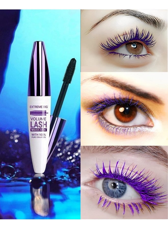 LYSdefeu 5D Purple Mascara Volume and Length -1Pcs Waterproof Smudge-Proof Color Mascara for Eyelashes, Volumizing Curling Defining Eye Lashes, Longwear Fiber Colored Mascara for Women Girl Eye Makeup - Image 3