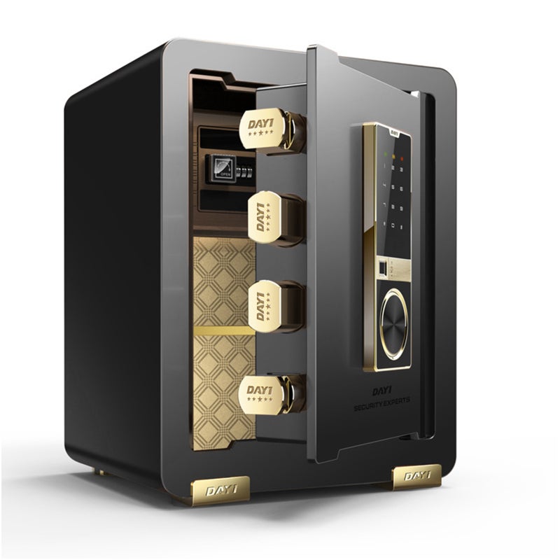 Dayi Fingerprint Safe Box with Dual Alarm System, Reinforced Alloy Bolts, Semiconductor Sensor, and 4 AA Batteries – 38×31×45CM Security Safe for Home and Office - Image 1