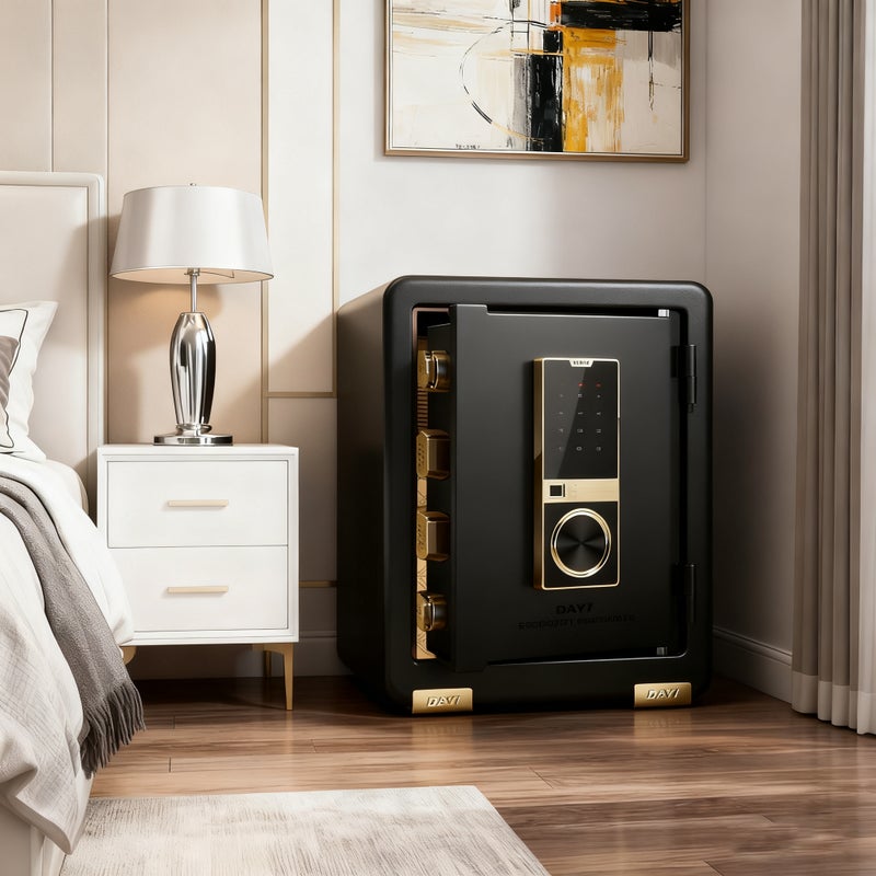 Dayi Fingerprint Safe Box with Dual Alarm System, Reinforced Alloy Bolts, Semiconductor Sensor, and 4 AA Batteries – 38×31×45CM Security Safe for Home and Office - Image 2