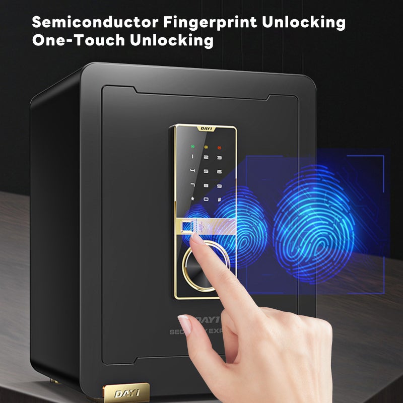 Dayi Fingerprint Safe Box with Dual Alarm System, Reinforced Alloy Bolts, Semiconductor Sensor, and 4 AA Batteries – 38×31×45CM Security Safe for Home and Office - Image 3