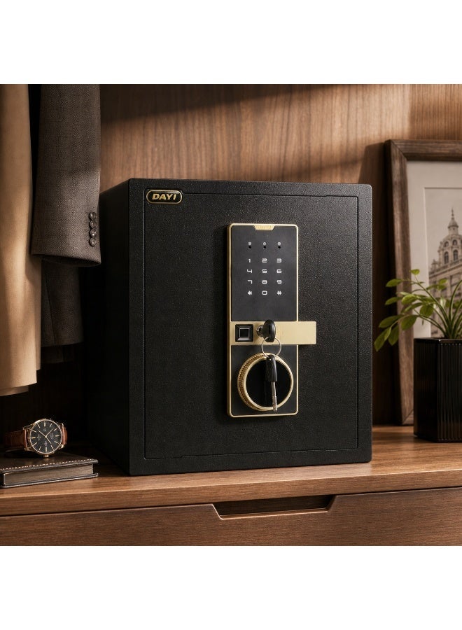 Dayi Fingerprint Security Safe Box 38×31×45CM,Large Home Security Safe Anti-Theft Biometric Safe with Dual Alarm System, Semiconductor Sensor & 4 AA Batteries | Home Office Money Jewelry Security Safe - Image 3