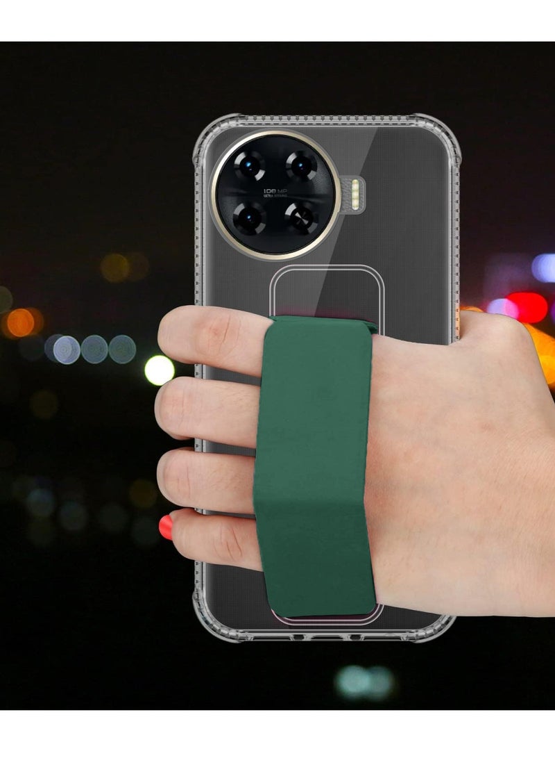 Wtech TPU Hand Grip Air Pillow Case Cover For Tecno Spark 20 Pro+ / Spark 20 Pro Plus 4G 2023 Clear/Dark Green - Image 3