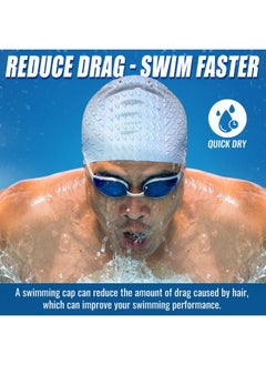 SLOVIC Silicone Swimming Cap For Men & Women ; Stylish Pool Cap For Long Hair ; Protection From Chlorine ; Waterproof Hair Protector With Ziplock Pouch ; Free Size Swim Cap ; Blue  - Image 3